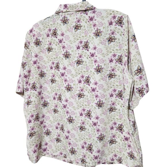 Classic Collection Shirt 1X White Floral Hidden Buttons Lightweight - Picture 3 of 12